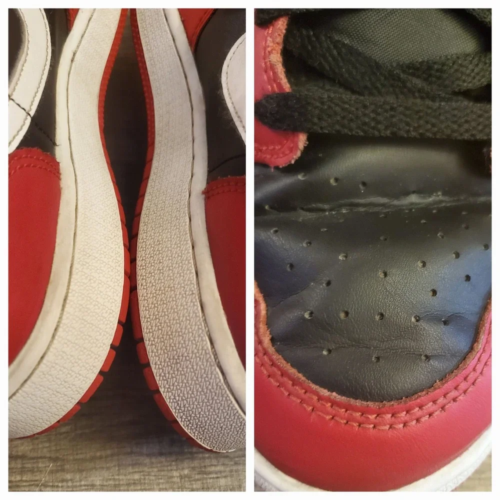 Nike Air Jordan 1‎ Mid Athletic Shoes Youth Size 6Y Black Red Bred